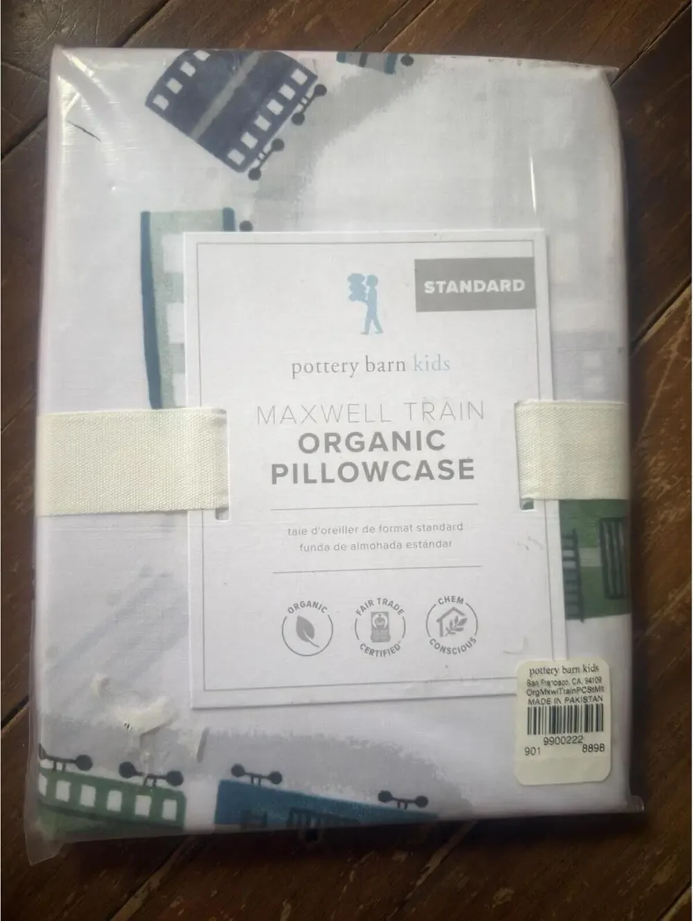 Pottery Barn Kids Maxwell Train 100% Organic Cotton Pillow Case Standard